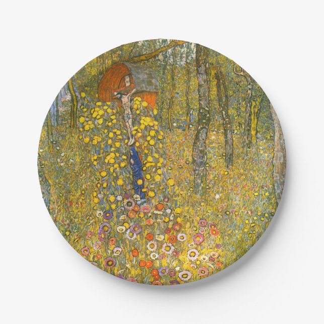 Gartengarten Gustav Klimt mit Crucifix Pappteller (Vorderseite)