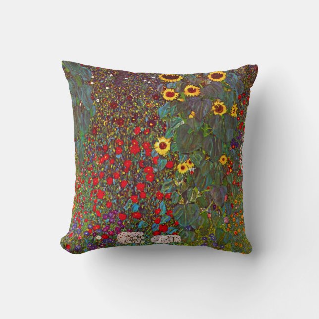 Gartengarten Gustav Klimt mit Sonnenblumen Kissen (Vorderseite)