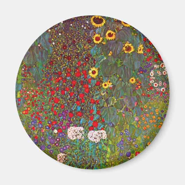 Gartengarten Gustav Klimt mit Sonnenblumenmoor Magnet (Vorne)