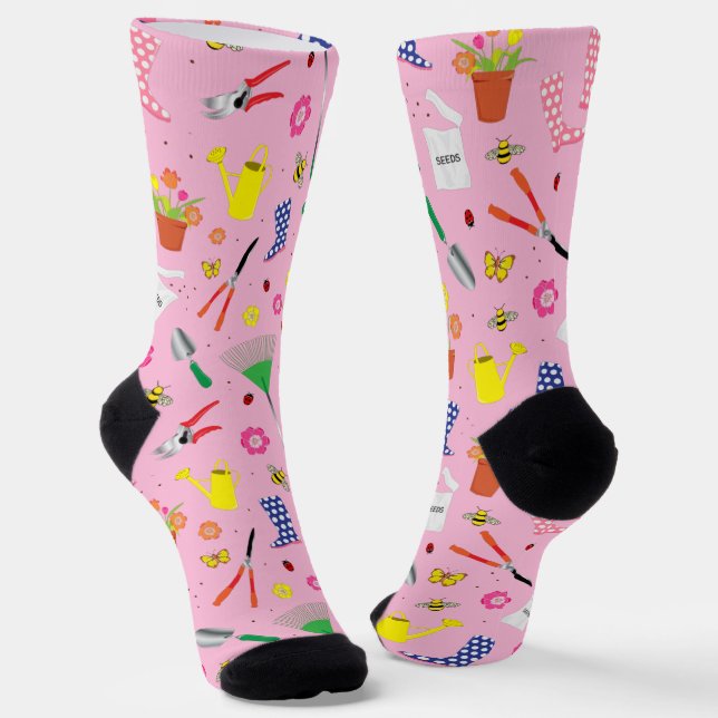 Gartengarten Lover Niedlich Pink Socken (Gewinkelt)
