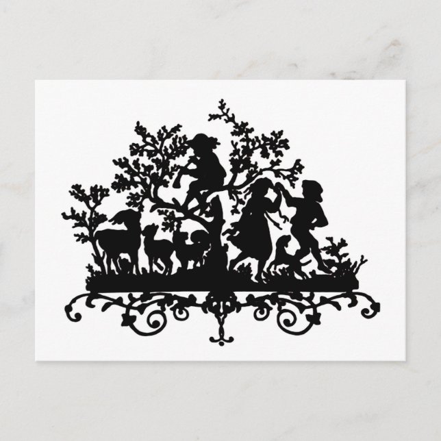 Gartengarten Party mit Kindertanz Postkarte (Vorderseite)