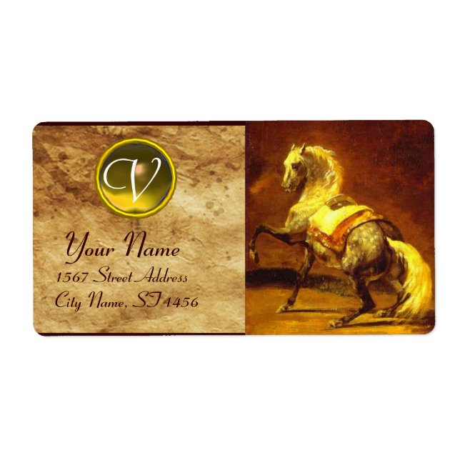 GARTENGEFÜLLTES GRIECHISCHES HORSE-MONOGRAMM, Brau (Vorne)