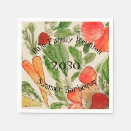 Gartengemüse Aquarell hell Serviette