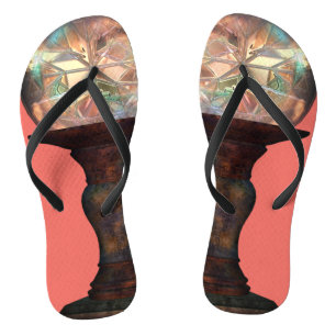 Gartenglockenfenster Korallenkoralle rosa Buntglas Flip Flops