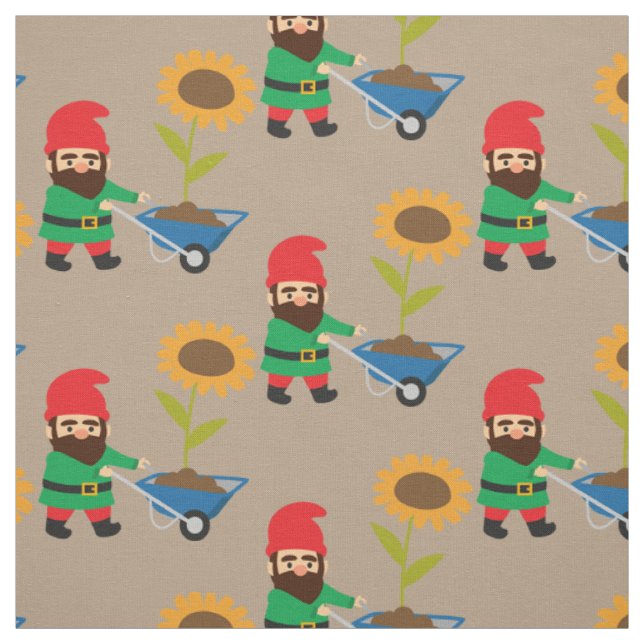 Gartengnome niedliches Gartenthema Stoff (Muster)