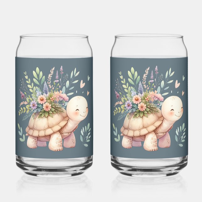Gartenhaus-Schildkröte Aquarell Dosenglas (Vorderseite)