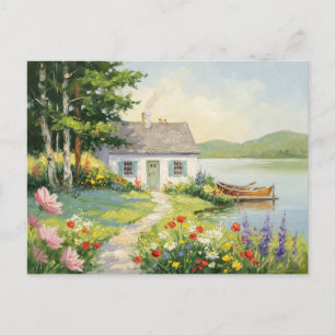 Gartenhaus See Naturszene Dorf Postkarte