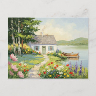 Gartenhaus See Naturszene Dorf Postkarte