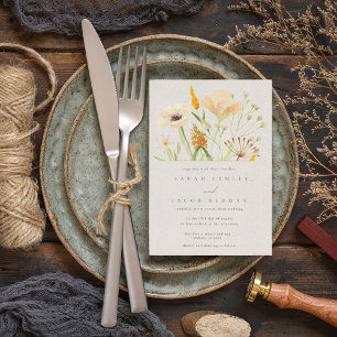 Gartenhochzeit Einfache Wildblumen Botanisch Einladung