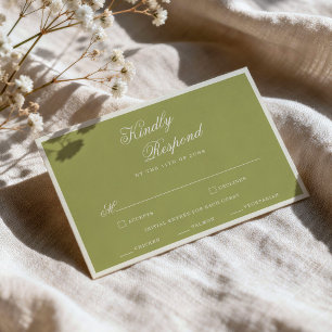 Gartenhochzeit Oliven Grün Kalligrafie RSVP Karte