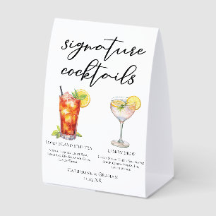 Gartenhochzeit Signature-Cocktails-Menü Tischaufsteller