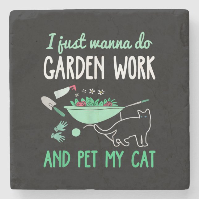Gartenkatze Lover | Funny Garden Work Gift Steinuntersetzer (Vorderseite)