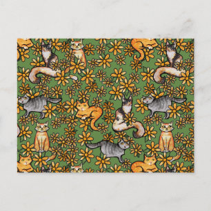 Gartenkatzen Daisy Kitty Katze Muster Postkarte