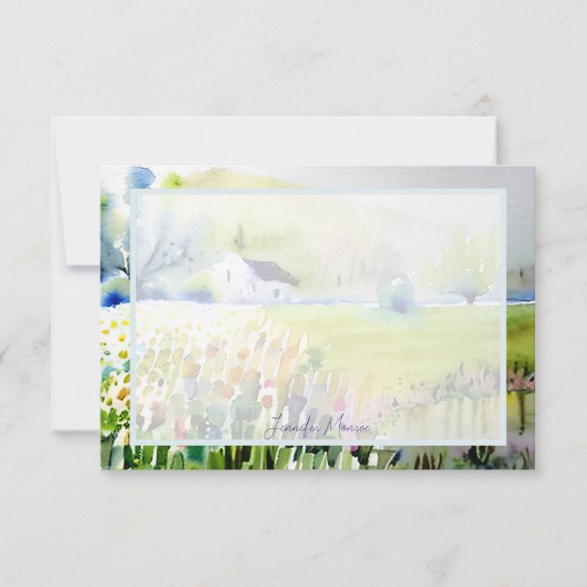 Gartenkirche Aquarell personalisiert Mitteilungskarte (Vorderseite)