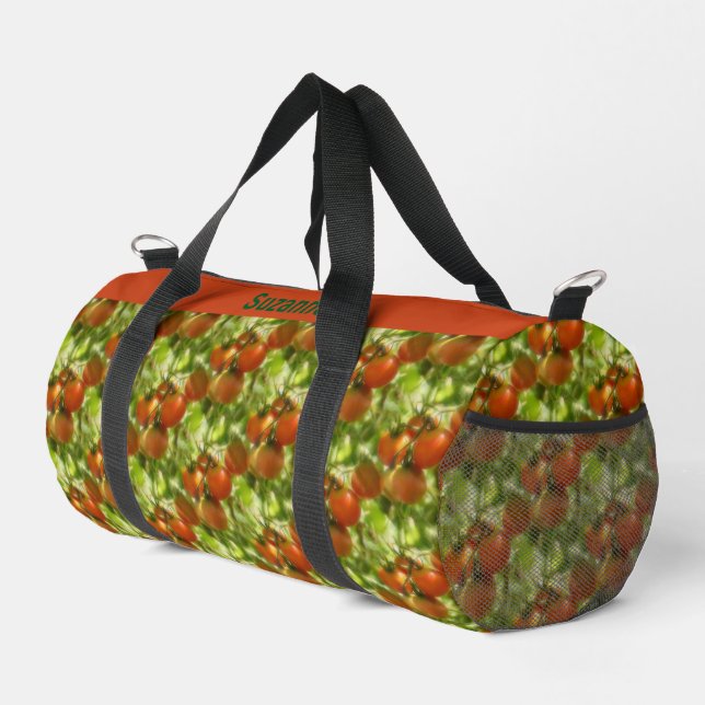 Gartenkirsche Tomaten/Paradeiser Naturmuster Perso Duffle Bag (Rechte Ecke)