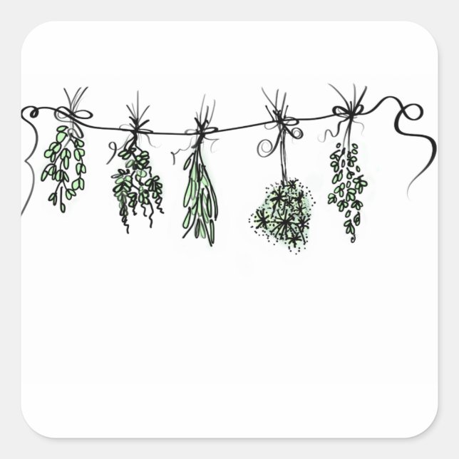 Gartenkräuter Quadratischer Aufkleber (Vorderseite)