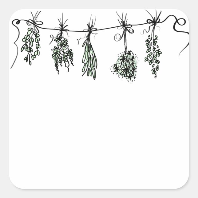 Gartenkräuter Quadratischer Aufkleber (Vorderseite)