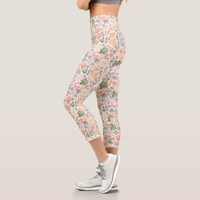 Gartenküche Gemüsemuster Capri Leggings (Links)