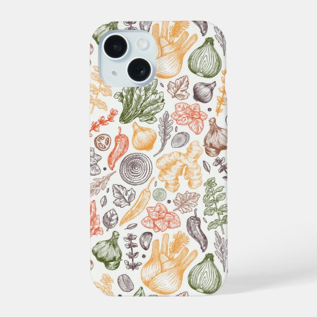 Gartenküche Gemüsemuster iPhone 15 Hülle (Rückseite)
