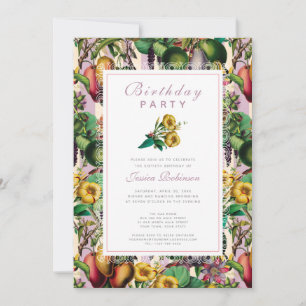 Gartenlady 60. Geburtstagsparty Retro Blumenmuster Einladung