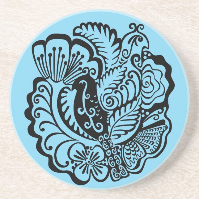 Gartenlandschaft mit Birds Sandstone Untersetzer (Vorne)