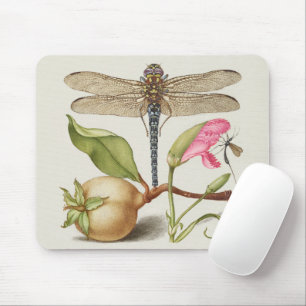 Gartenleben, Libelle, Birne, Nelke und Insekt Mousepad
