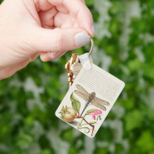 Gartenleben, Libelle, Birne, Nelke und Insekt Schlüsselanhänger