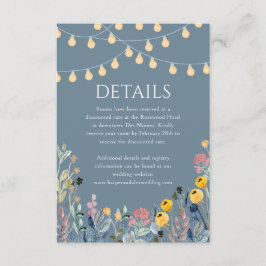 Gartenleuchten und Wildblumen für Hochzeiten Begleitkarte