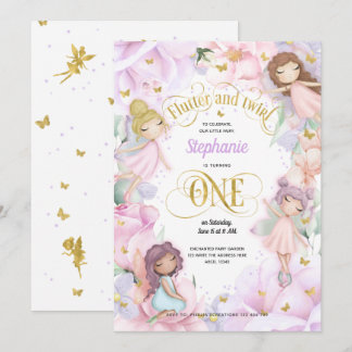 Gartenmärchen zum Thema, Mädchen zum 1. Geburtstag Einladung