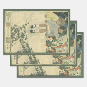 Gartenmauer Jessie Willcox Smith, Vintage Kinder Geschenkpapier Set