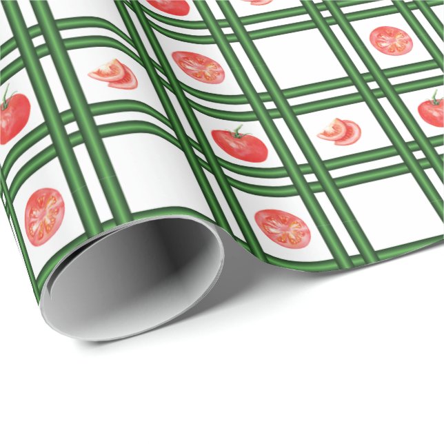Gartenmuster für frische Tomaten Geschenkpapier (Rolleneckpunkt)