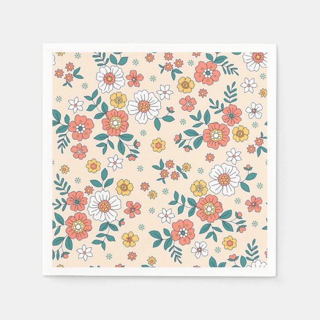 Gartenmuster für Korallenblumen Serviette (Vorderseite)