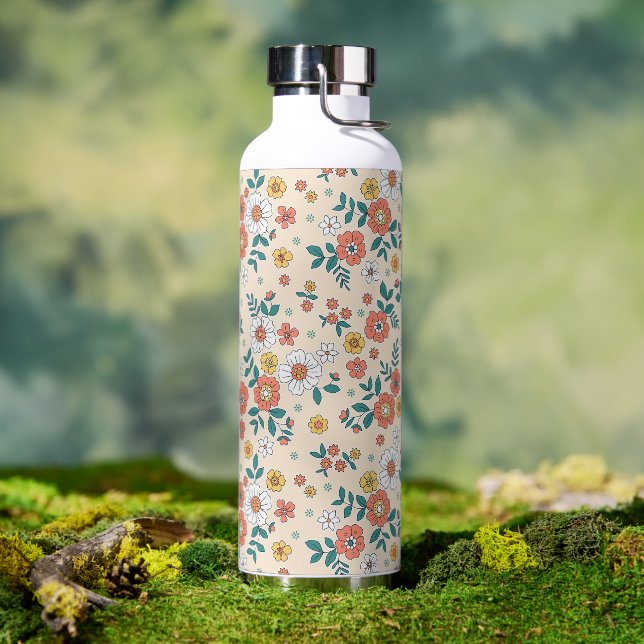 Gartenmuster für Korallenblumen Trinkflasche (Außenbereich)