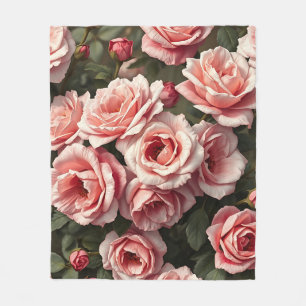 Gartenmuster mit launischen rosa Rosen Fleecedecke