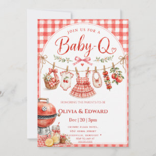 Gartenparty-Baby-Shower-Wäscheleine Mädchen Einladung