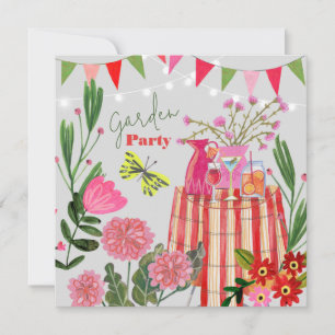 Gartenparty-Geburtstagseinladung mit Blumen Einladung