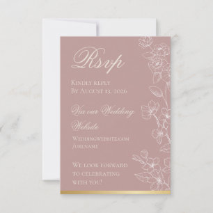 Gartenparty-Mauve- und Gold-RSVP-Karte RSVP Karte