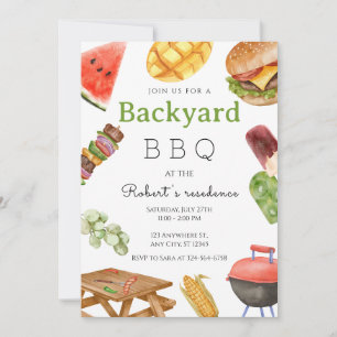 Gartenparty mit Grillfest im Sommer Einladung