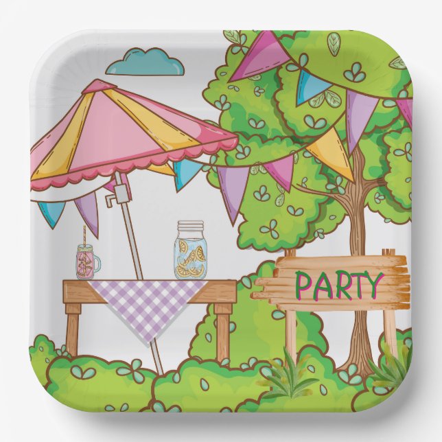 Gartenparty-Papierplatte Pappteller (Vorderseite)