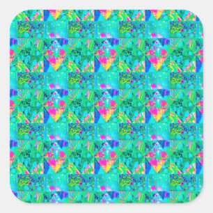 Gartenquiltmalerei mit Hydrangea und Blues Quadratischer Aufkleber