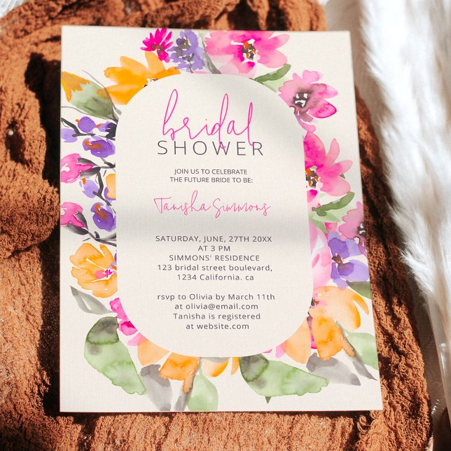Gartenrosa Blumenschrift Aquarellschrift Brautpart Einladung (Von Creator hochgeladen)