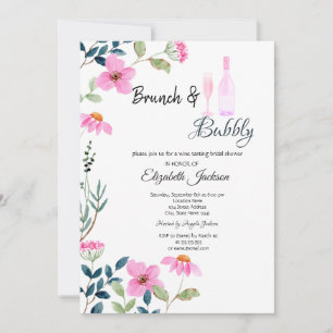 Gartenrosafarbene Blumen Brunch & Sekt Einladung
