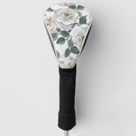 Gartenrosen | Weiße Wasserfarbe Floral Vintage Golf Headcover