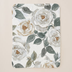 Gartenrosen Weiße Wasserfarbe Floral Vintage Sherpadecke