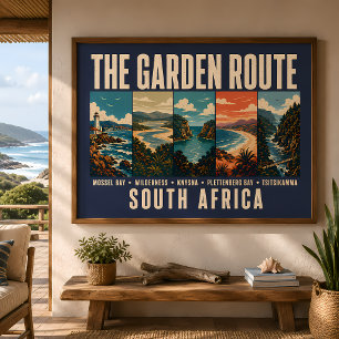 Gartenroute Südafrika Illustration Vintage Poster