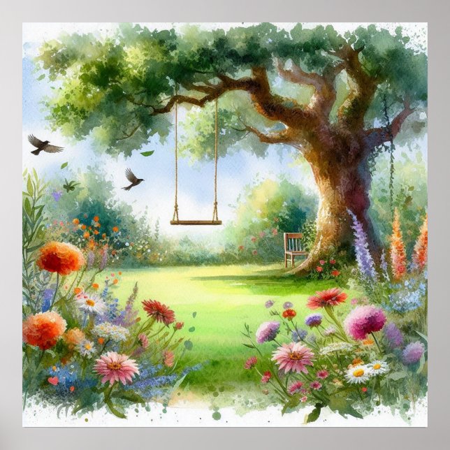 Gartenschaukel Landschaft 1 Poster (Vorne)
