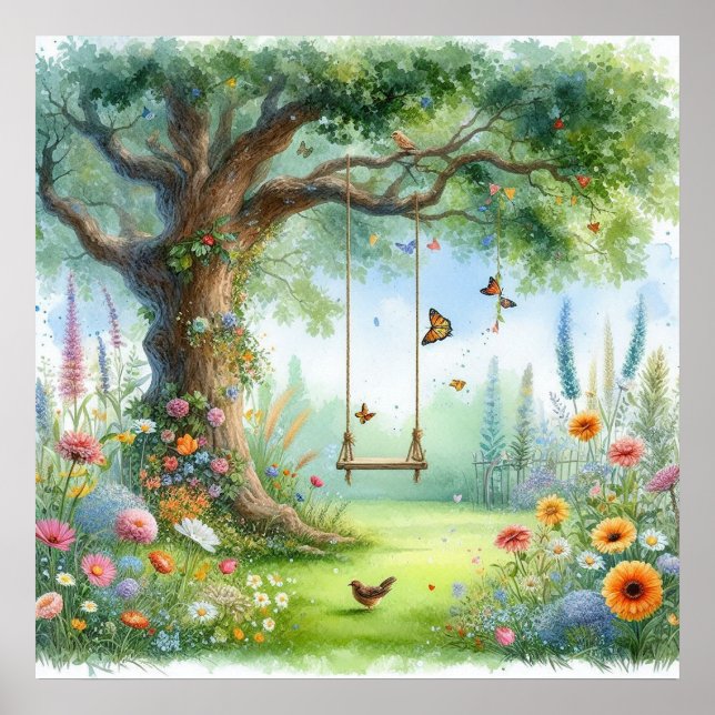 Gartenschaukel Landschaft 4 Poster (Vorne)