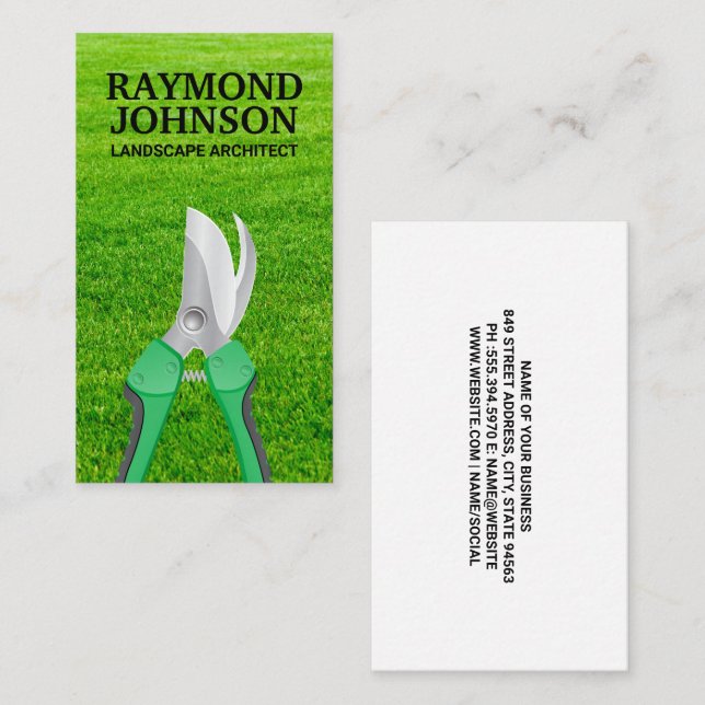 Gartenscheren | Grass Business Card reduzieren Visitenkarte (Vorne/Hinten)