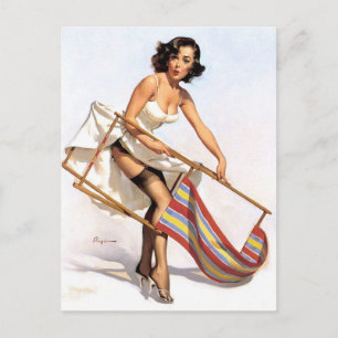 Gartenstuhl Pin Up Postkarte