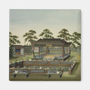 Gartenszene, c.1820-40 (g/c auf Papier) 4 Magnet